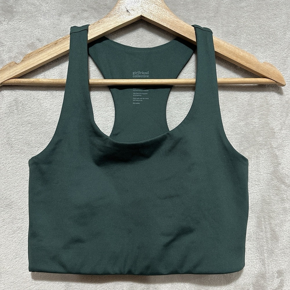 Girlfriend Collective Paloma Racerback Sports Bra Tank‎ Top Green Size S